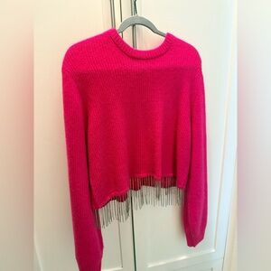 House of Harlow 1960 Fuchsia Sweater with Fringe
